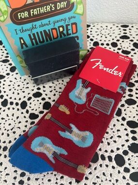 Fender Guitar Socks & Soap Gift Red Crew Socks NEW Final Sale